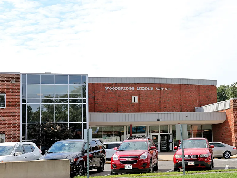 Woodbridge Middle School building entrance